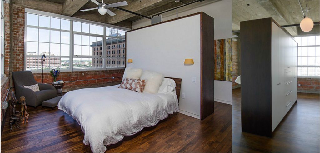 Bedroom loft with diving wall